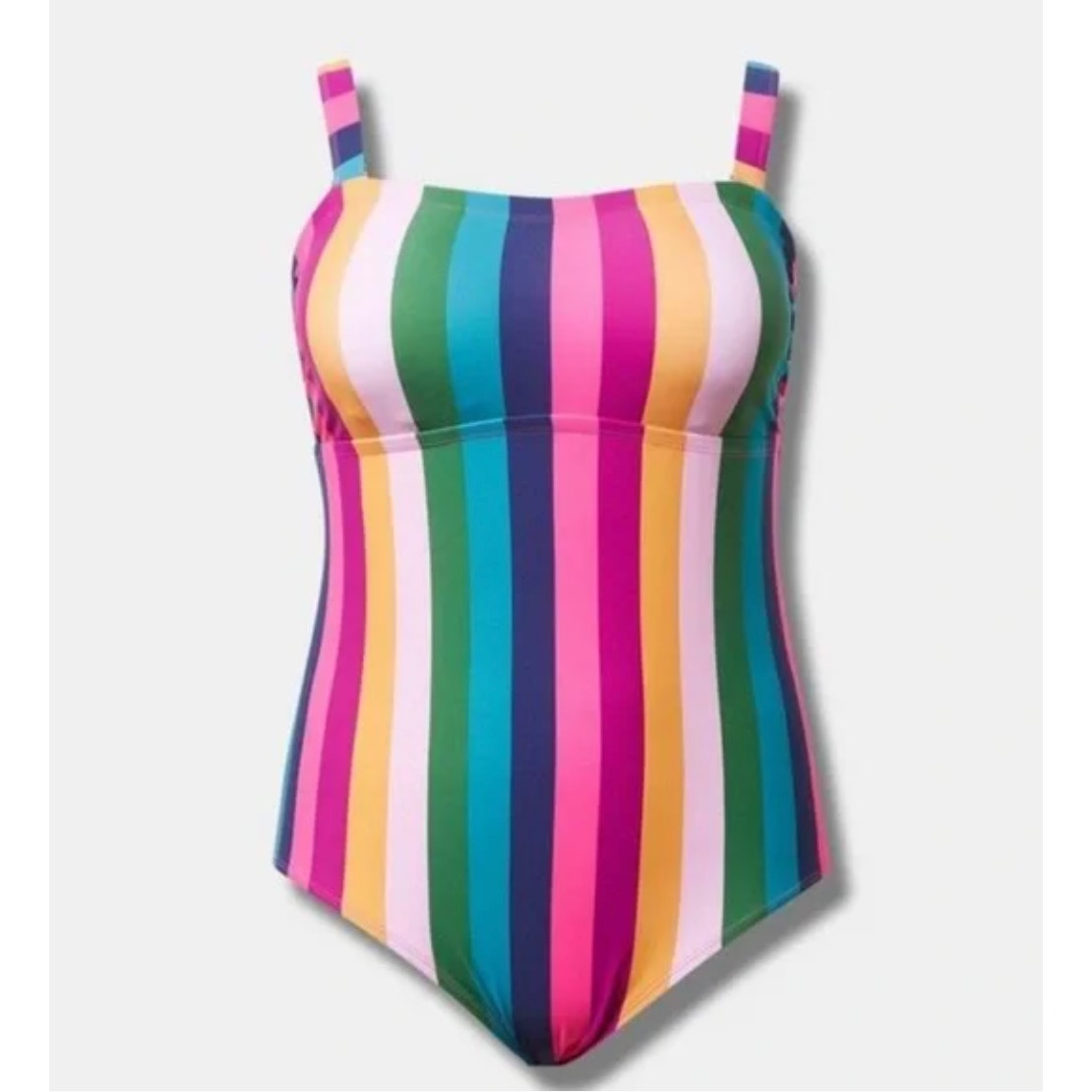 TORRID Rainbow Rugby Stripe Wireless Bandeau Strapless One Piece Swimsuit 4X NWT