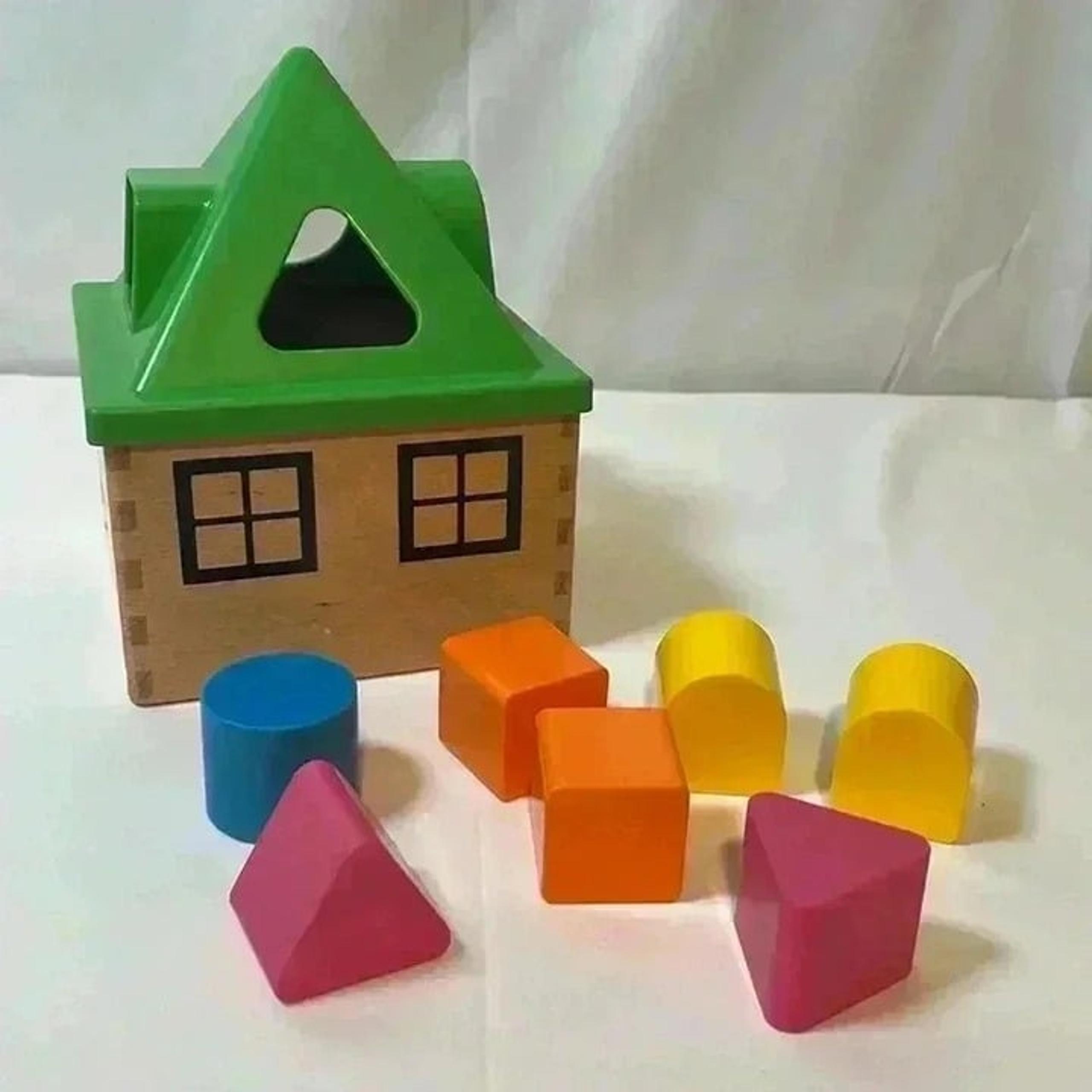 IKEA MULA SHAPE SORTER WOOD HOUSE PLASTIC BLOCKS MONTESSORI