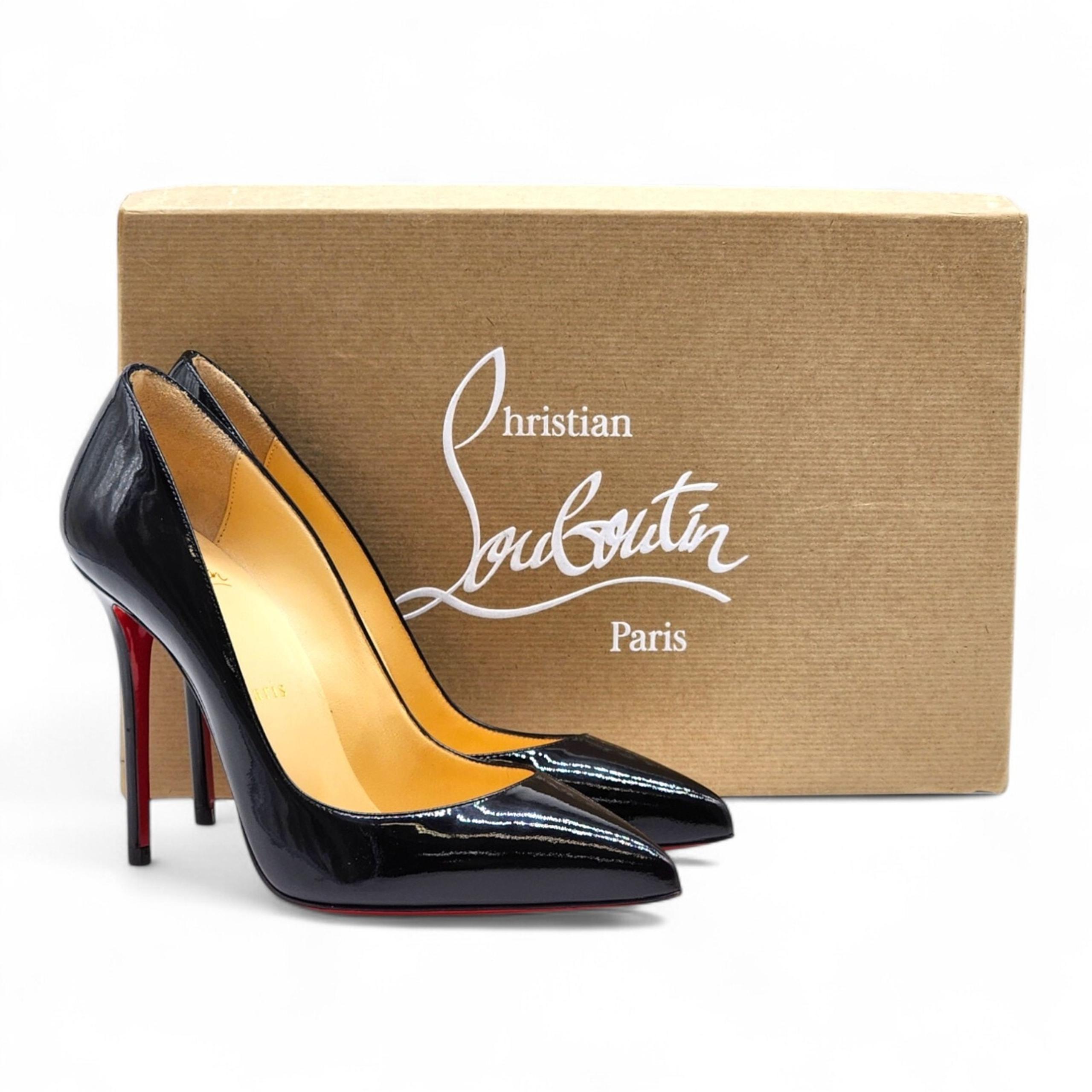 Christian Louboutin Patent Leather Kate 100mm Pumps Black EU 38 US 7.5 NWB $845