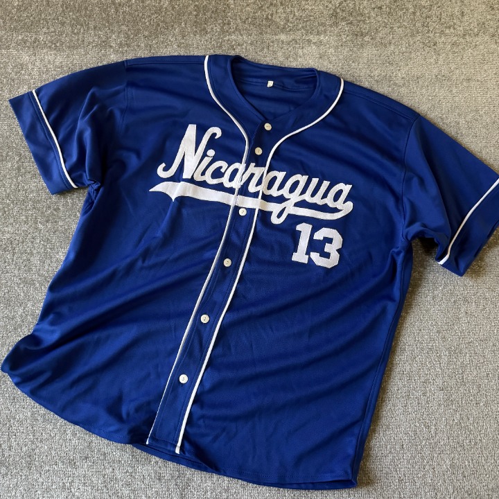 Vintage Nicaragua International Baseball Team Blue Jersey #13 Men's Size XXL