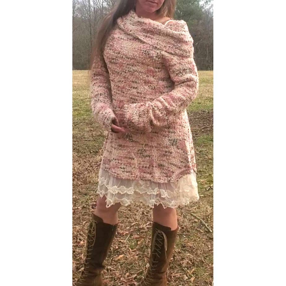 Ryu handmade cowl neck confetti knit sweater dress multicolor XL