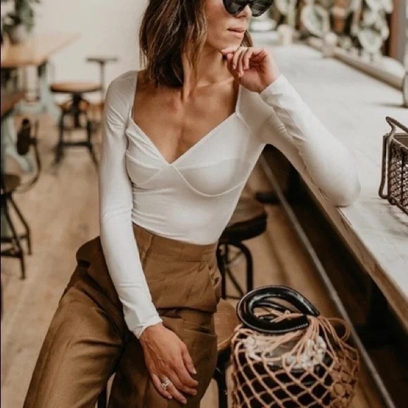 Reformation Heather Bodysuit in Ivory