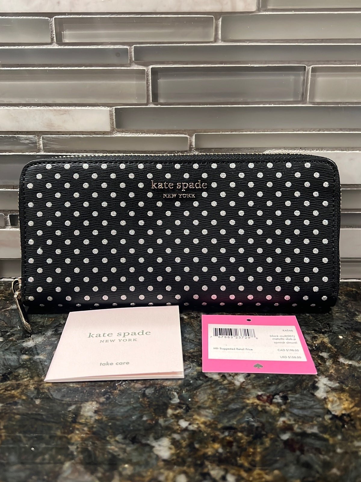 Kate Spade Spencer Zip Wallet with Metallic dots