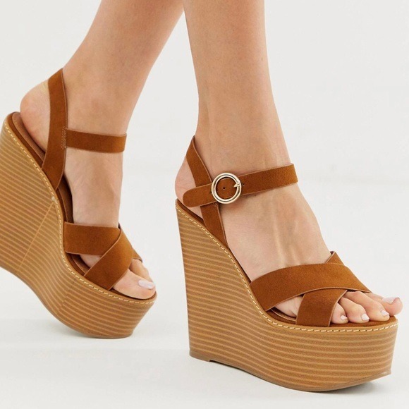 Asos Women’s Tan Talia High Wedges - Size 10