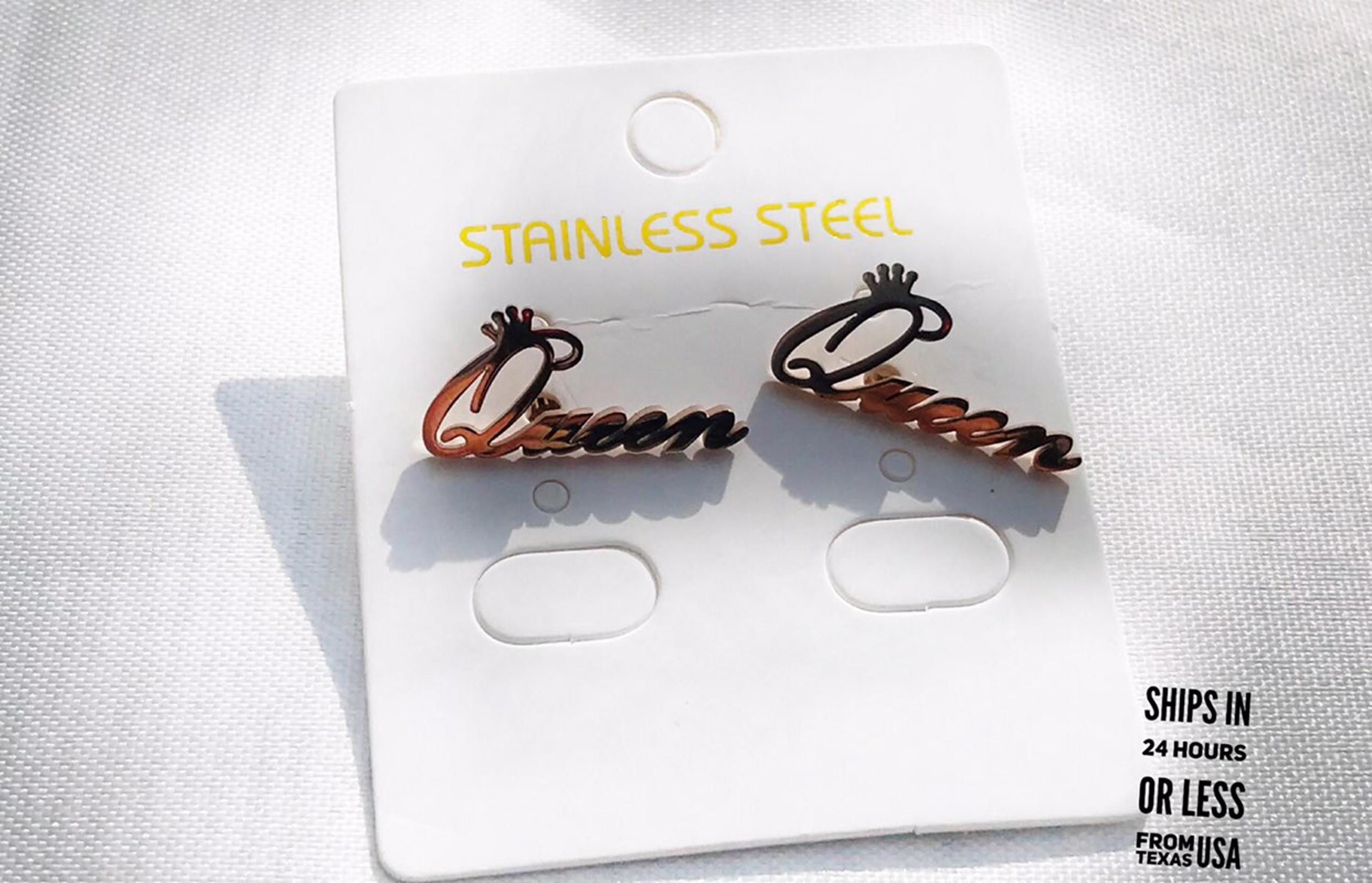 Queen Rose Stainless Steel Earrings