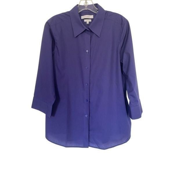 FOXCROFT For Appleseed’s Wrinkle free 3/4 Sleeve Button Down Shirt Sz 12