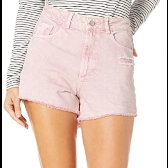 DL1961 Cleo Pink Acid Wash Denim Shorts 24 NWT