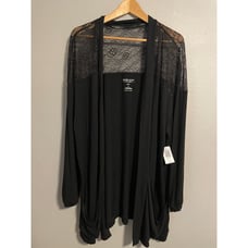 Torrid Womens Cardigan 3X Black Rayon Stretch Lace Trim Open Front Whimsigoth