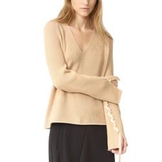 Helmut Lang laced sleeve sweater tan cashmere wool Large