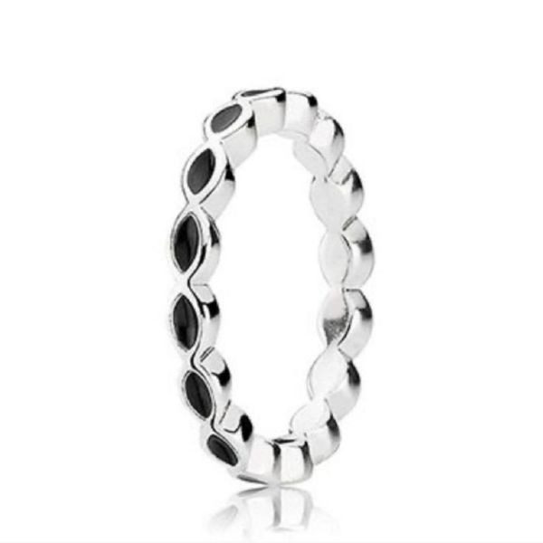 Pandora Better Together Sterling Silver & Black Enamel Stackable Ring (7)