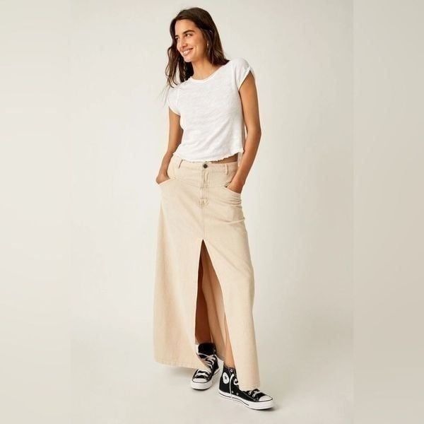 Free People Come As You Are Cord Maxi Skirt