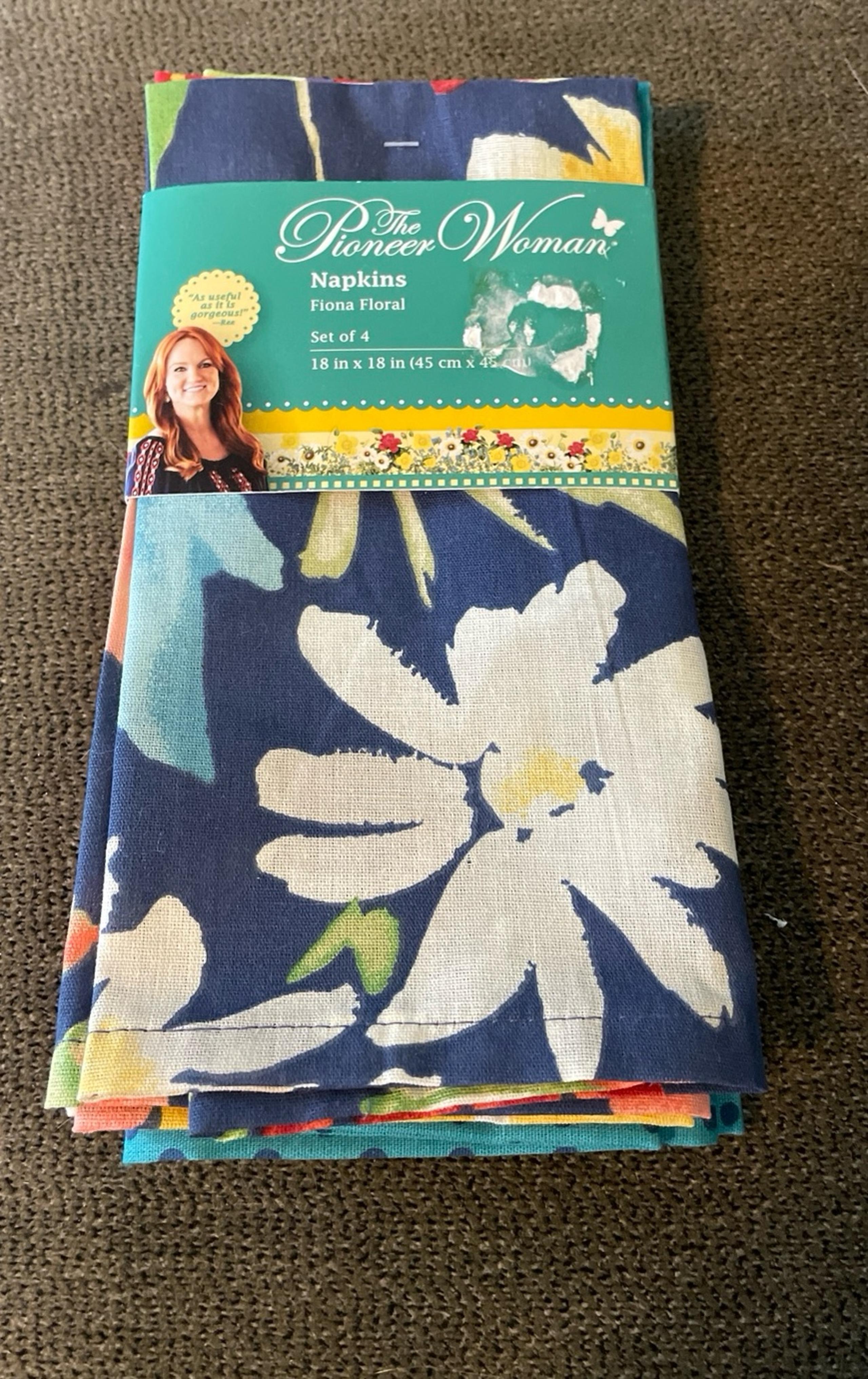Pioneer Woman Cloth Napkin Fiona Floral  4Pc Set Floral Square 18"x18" NIP