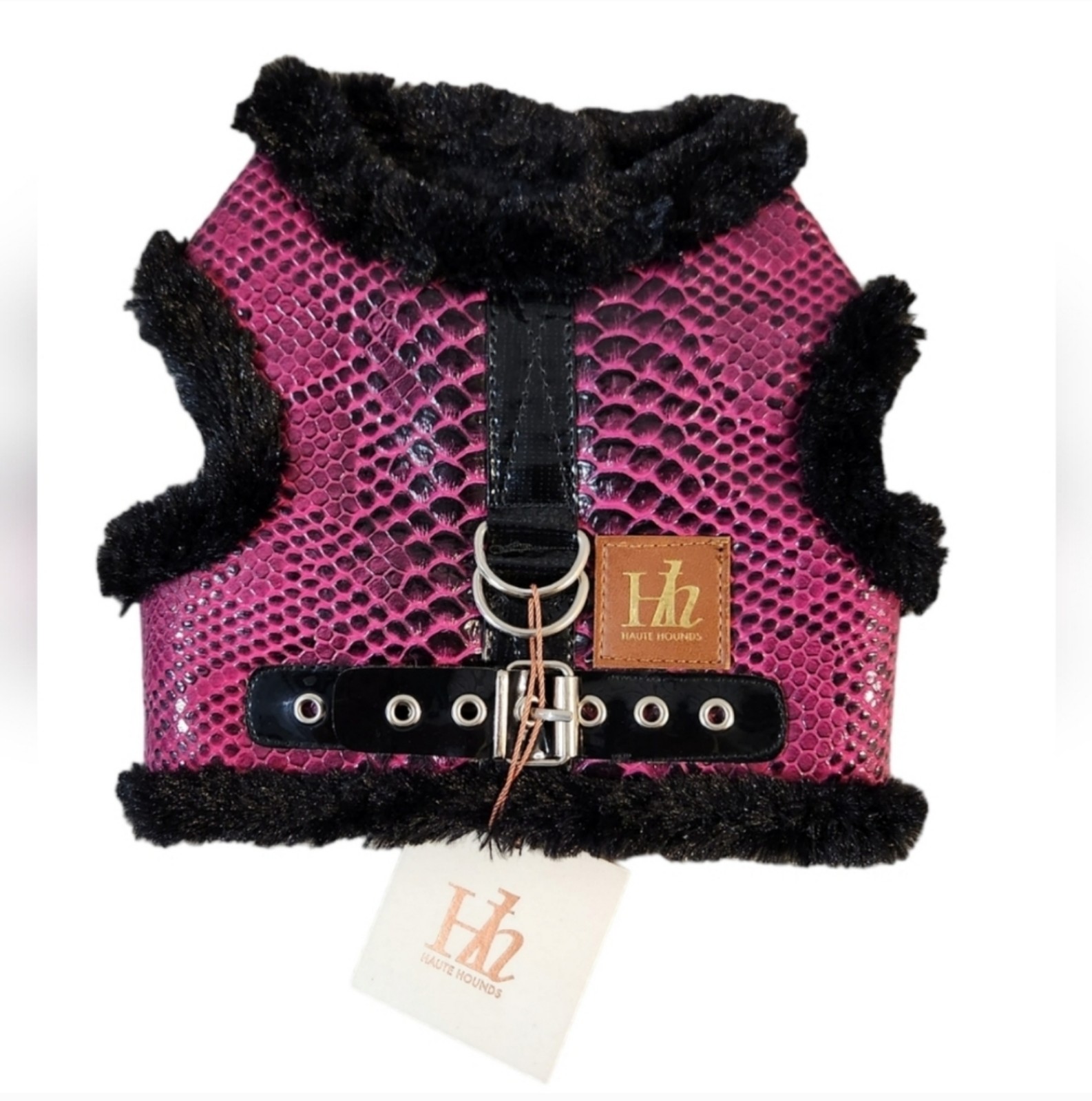 Haute Hounds Luxury Dog Harness Faux Leather & Fur