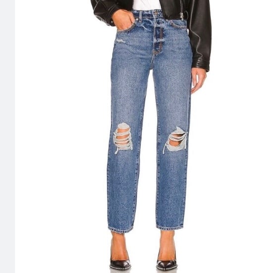 NWT Lovers + Friends Ryan High Rise Loose Straight Jeans Palm Canyon