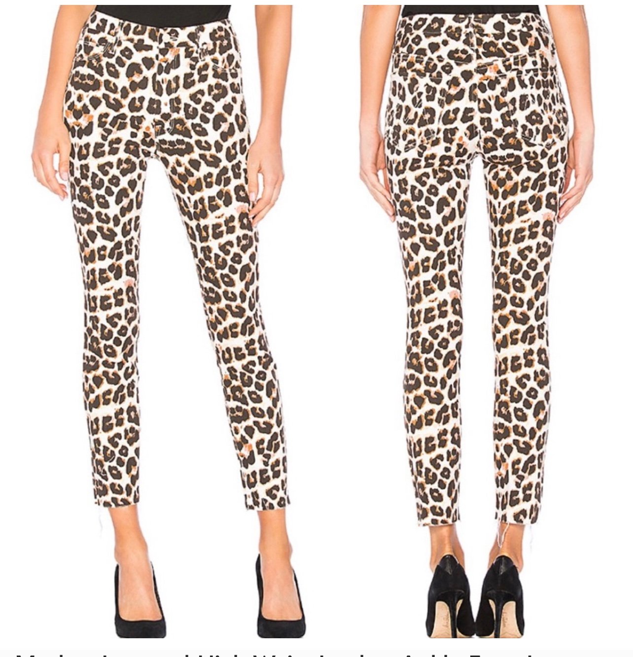 MOTHER High-Waist Looker Ankle Fray Leopard Skinny Jeans sz27