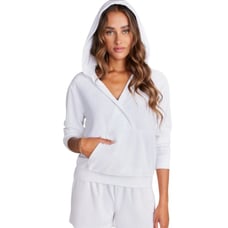 Barefoot Dreams Cozyterry Cross Over Hoodie in Sea Salt Size Medium