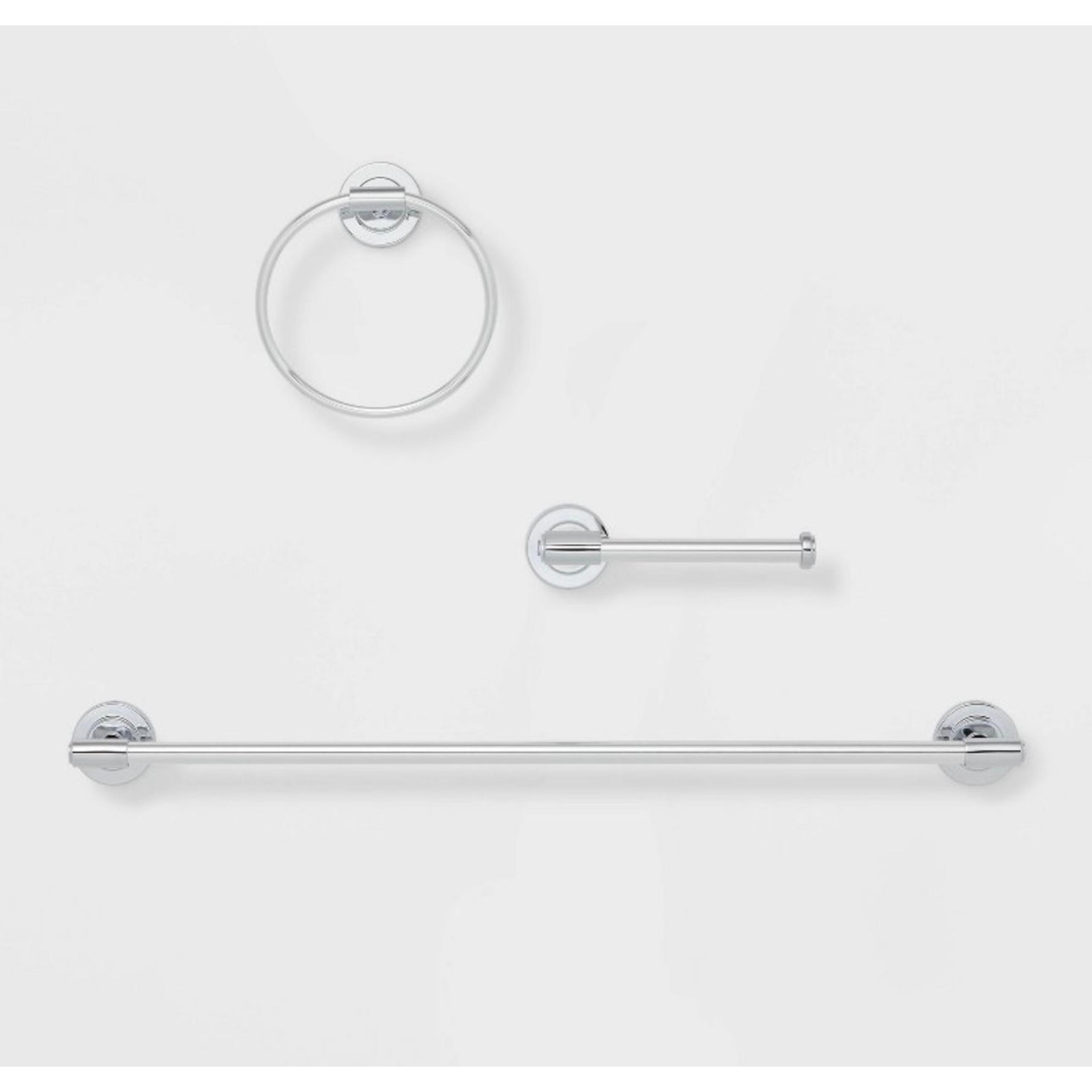 New Threshold 3pc Chrome Clean Bath Hardware Set