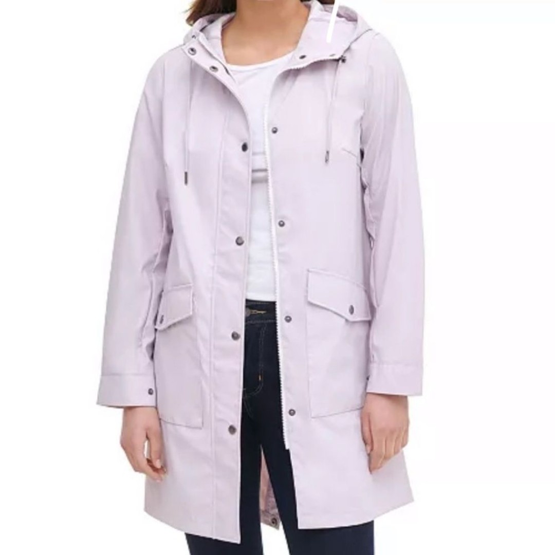 Levis Womens Midweight Rubberized Rain Fishtail Parka Jacket Lavender Size XL