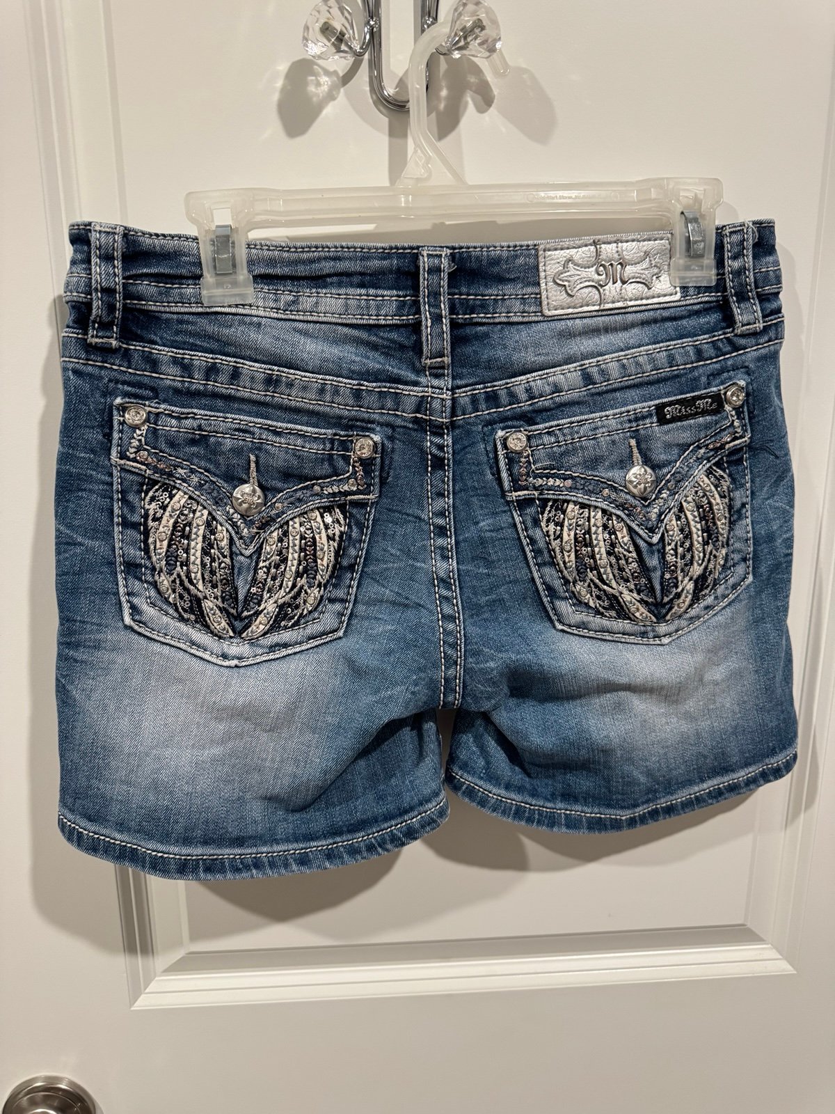 Miss Me Sequin Wing Shorts Size 28