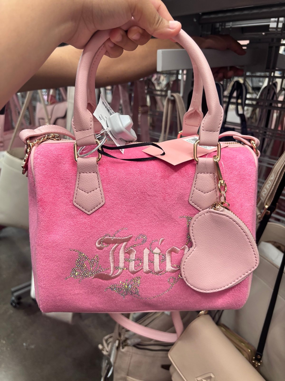juicy couture hot pink butterfly stachel bag