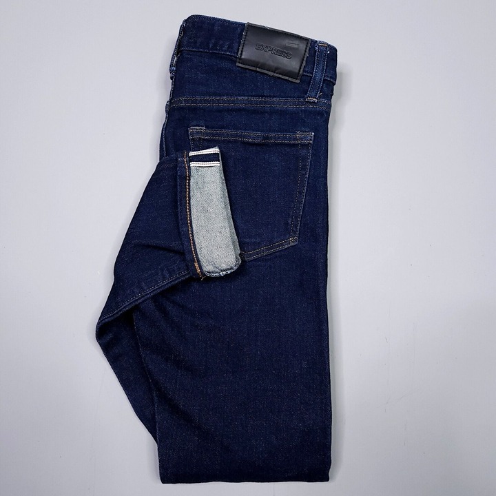 EXPRESS Slim Stretch Red Line Selvedge Dark Wash Preppy Jeans 29.5x29