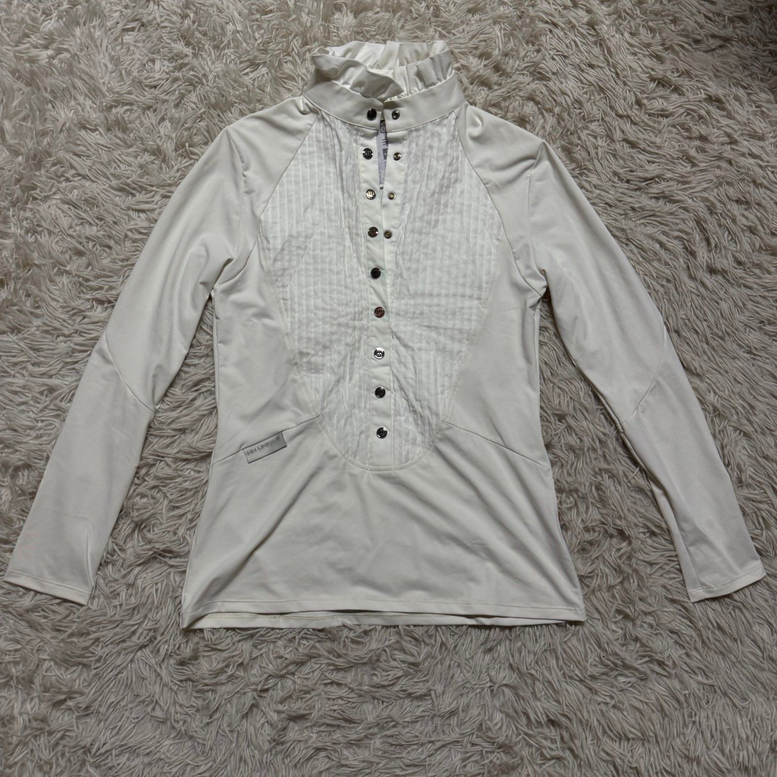 New Women’s Size 12 White HH Unique Long Sleeve Horseback Riding Show Shirt