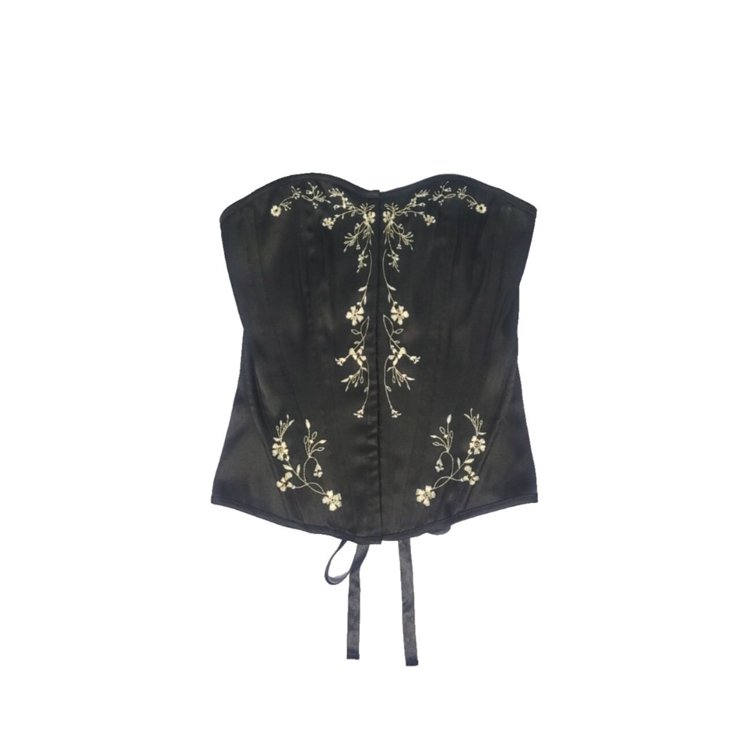Y2K Charlotte Russe Satin Embroidered Boned Corset M Fairy Whimsigoth Coquette