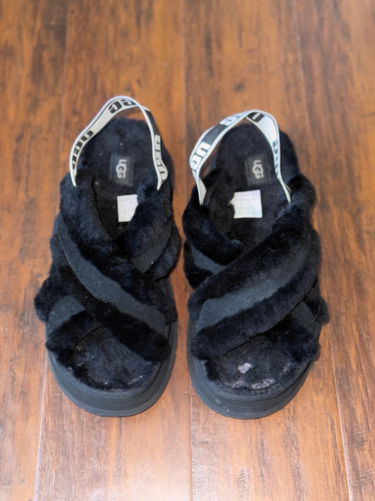Black UGG Tasman platform sandals
