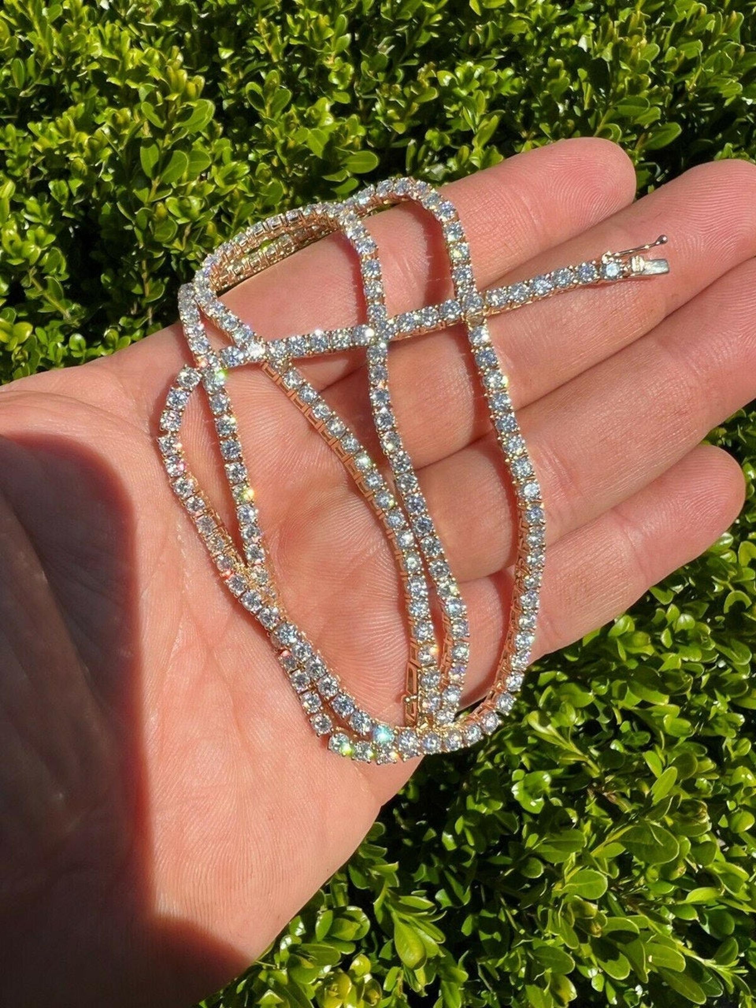 4mm Authentic 14k Gold plated tennis chain Moissanite message for info & $$ off