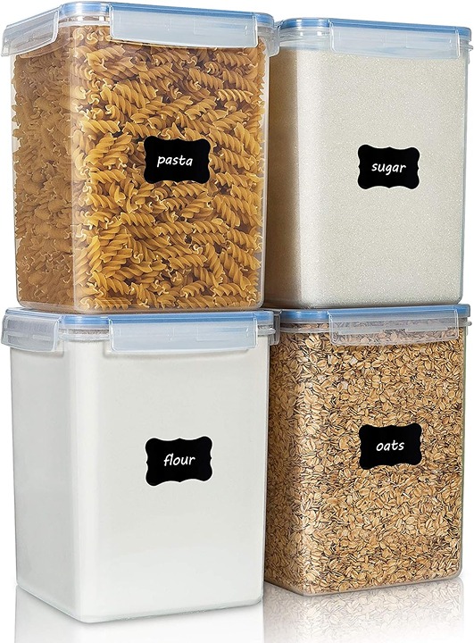 4 Pieces BPA Free Plastic Airtight Food Storage Canisters