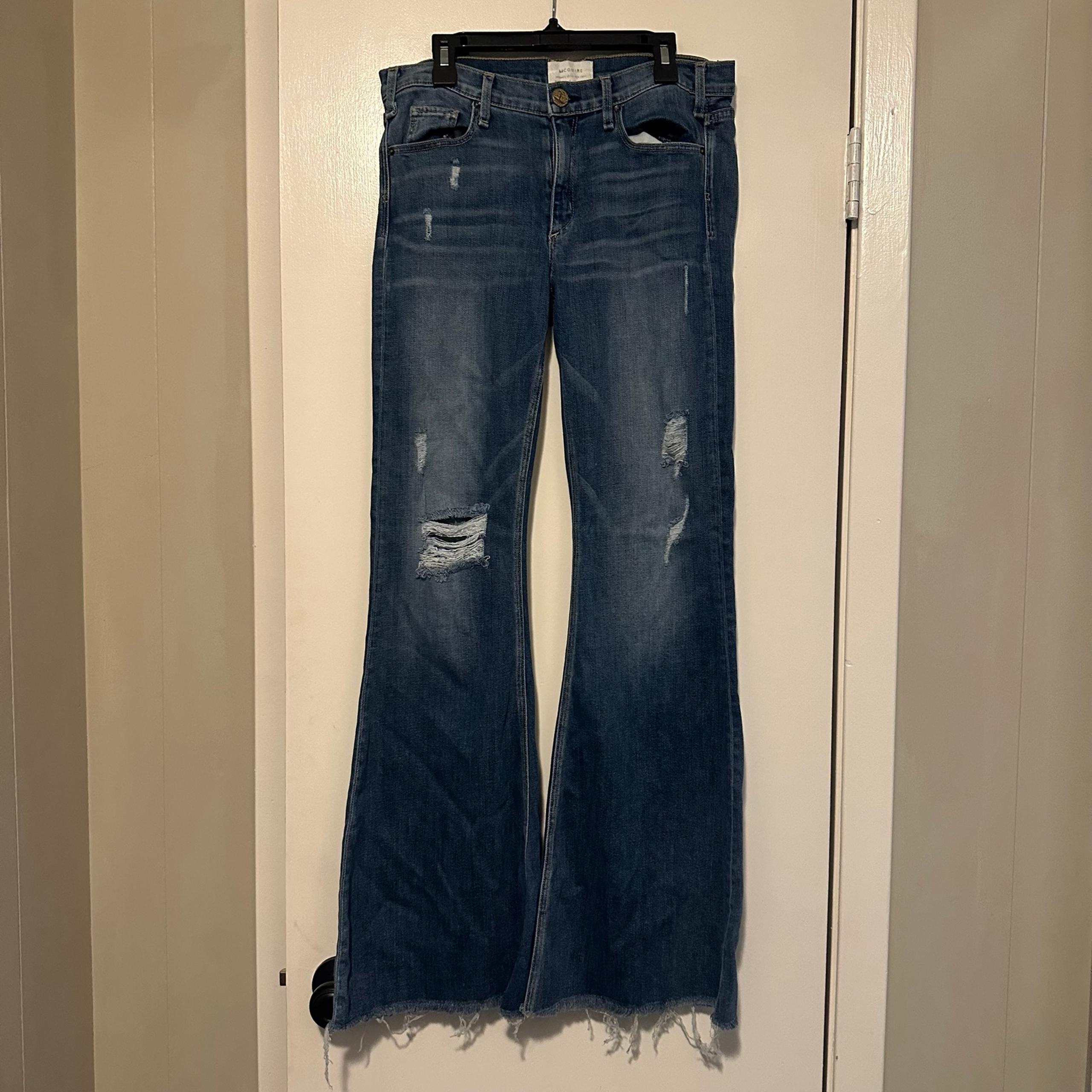 McGuire Majorelle Flare jeans Oceana distressed raw hem size 28