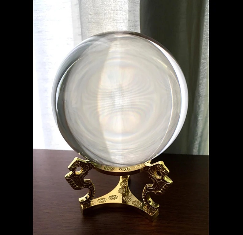 Crystal Ball (4.2 inch) With Stand, Spiritual Decor, Occult Decor, Fortune Telli