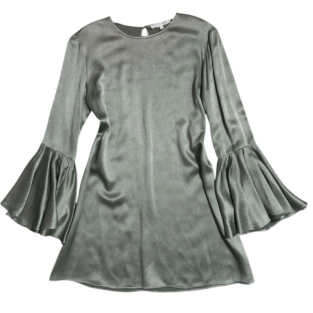 ALEXIS (498) Pewter Textured Bell Sleeve Dress S