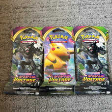 Pokémon TCG Sword & Shield Vivid Voltage Lot of 3 Sleeved Booster Packs : )