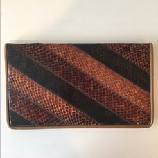 Vintage 1970s Leather Embellished Shoulder Bag/Clutch with Gold Chain Hardware
