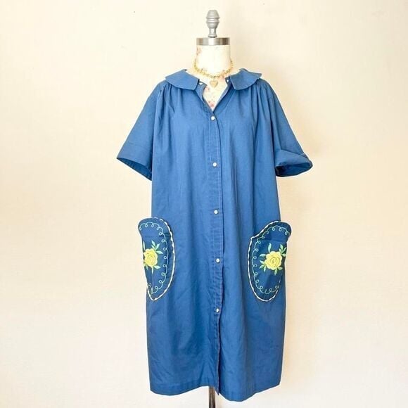 70s vintaeg blue tshirt dress womens size xl
