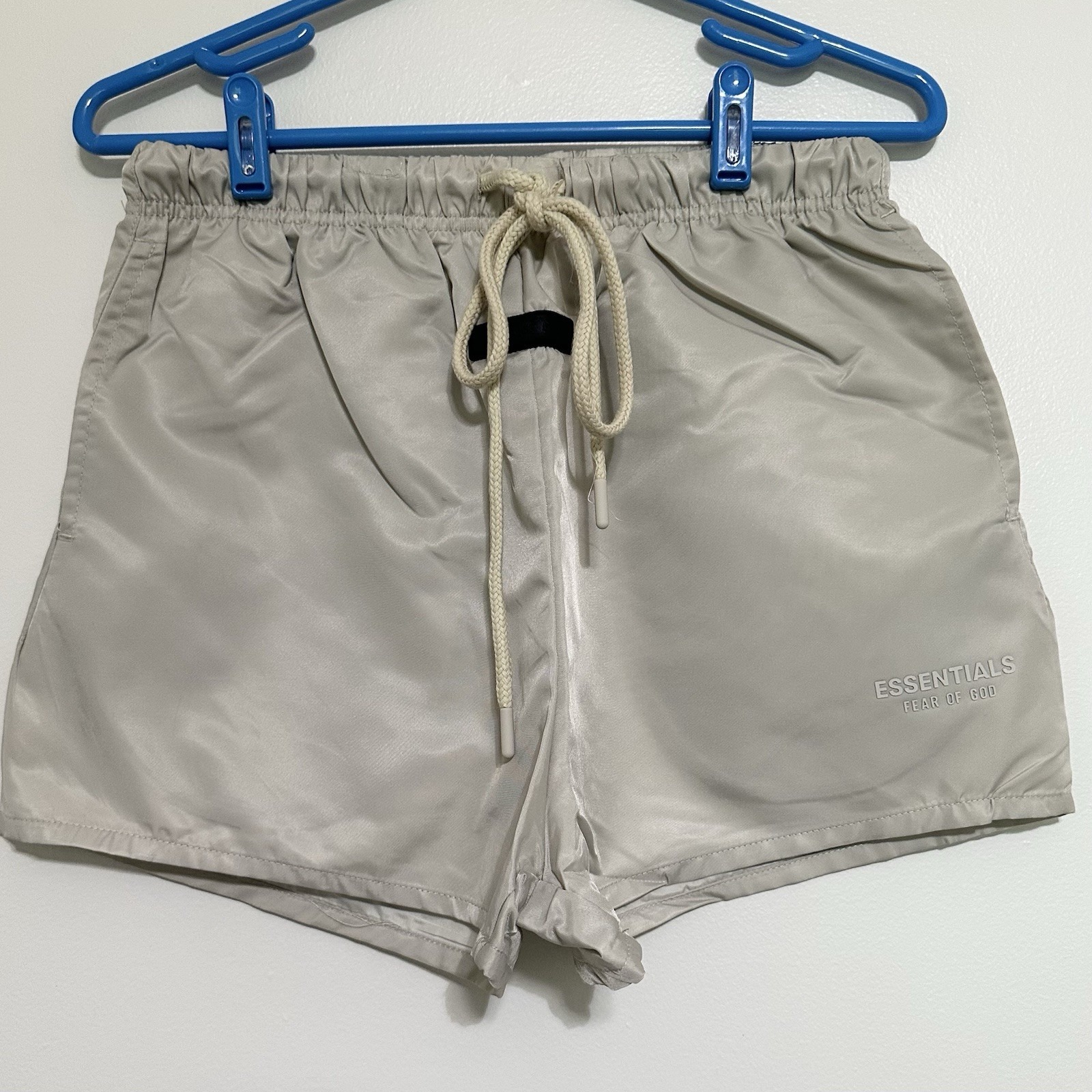 Fear Of God Essential Nylon Running Shorts Silver Cloud Mens Size Small