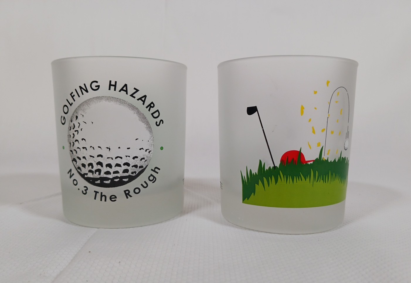 Set Of Two Golf Glasses Golfing Hazards 19th Hole Barware Made In France