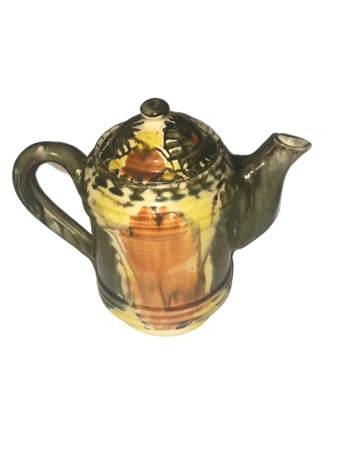 Vintage MEXICO POTTERY TEAPOT Unique Hand painted
