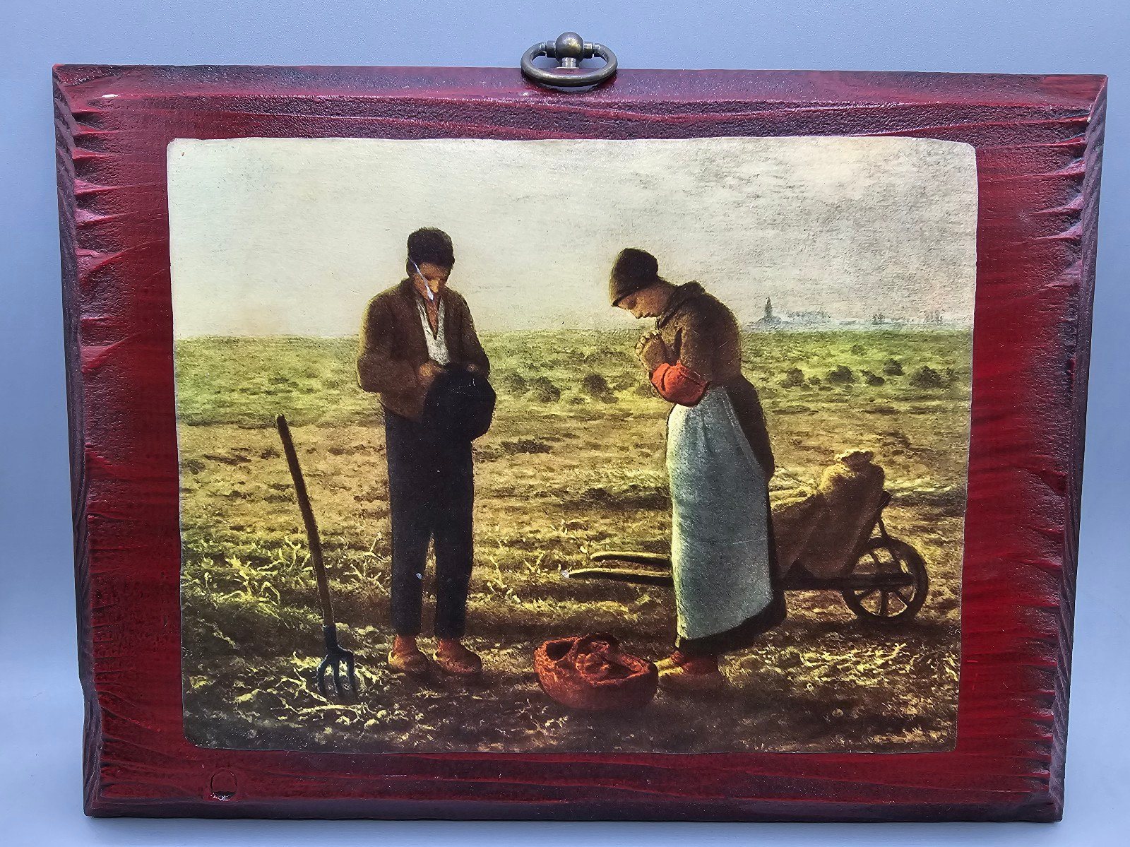 Wooden Vintage Print The Angelus & Gleaners