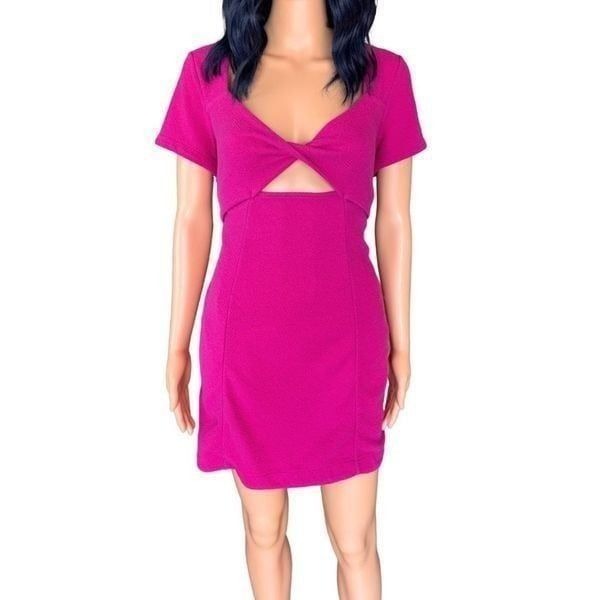 Maeve Anthropologie Hot Pink Cut Out Mini Dress Size Medium Cocktail Date Night