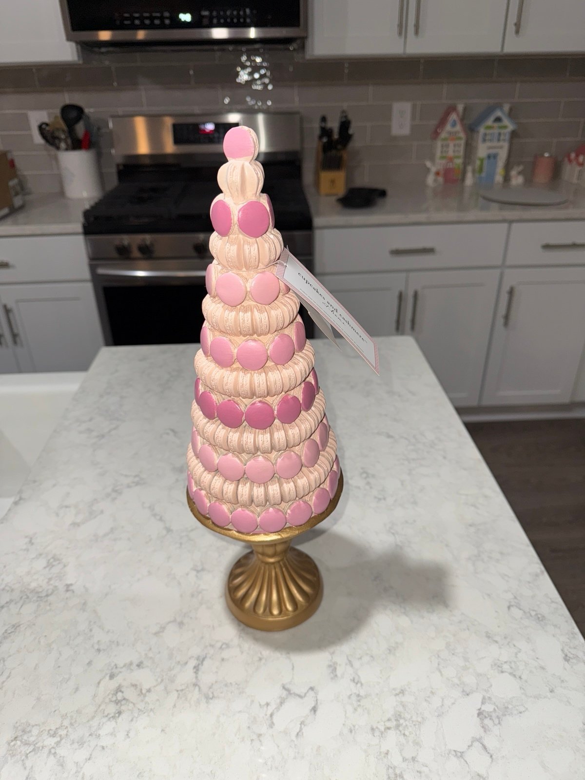 2 New Cupcake and cashmere pastel pink ombré gold macaroon tree