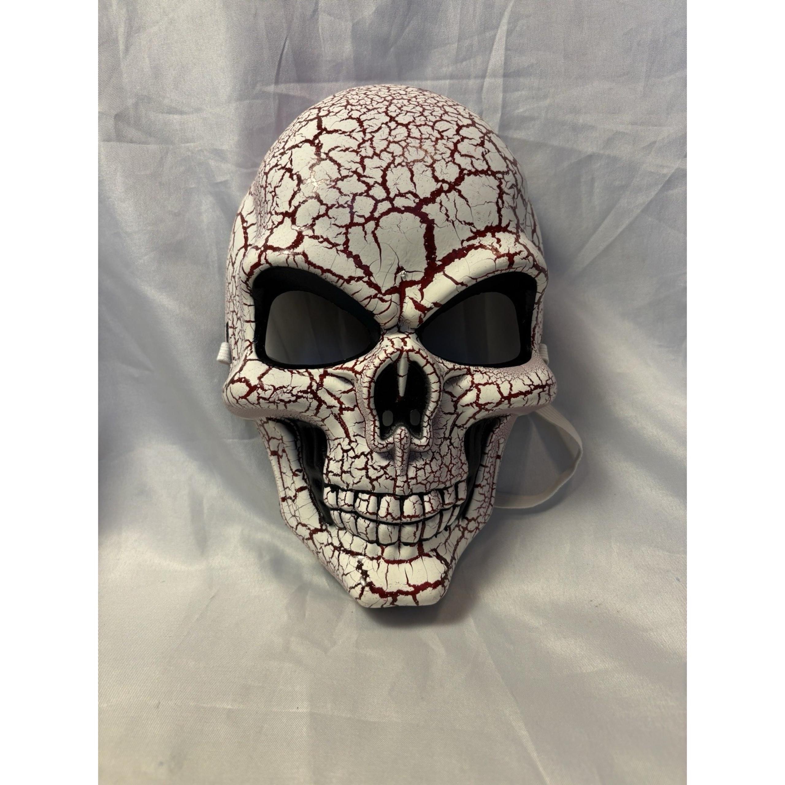 Scull Head Halloween Mask White Red Plastic