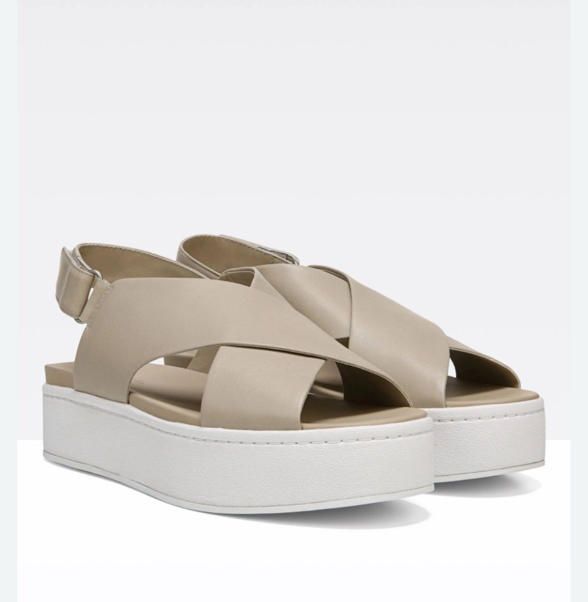 Vince Weslan Platform Sandal in Light Straw Siviglia Calf 7.5