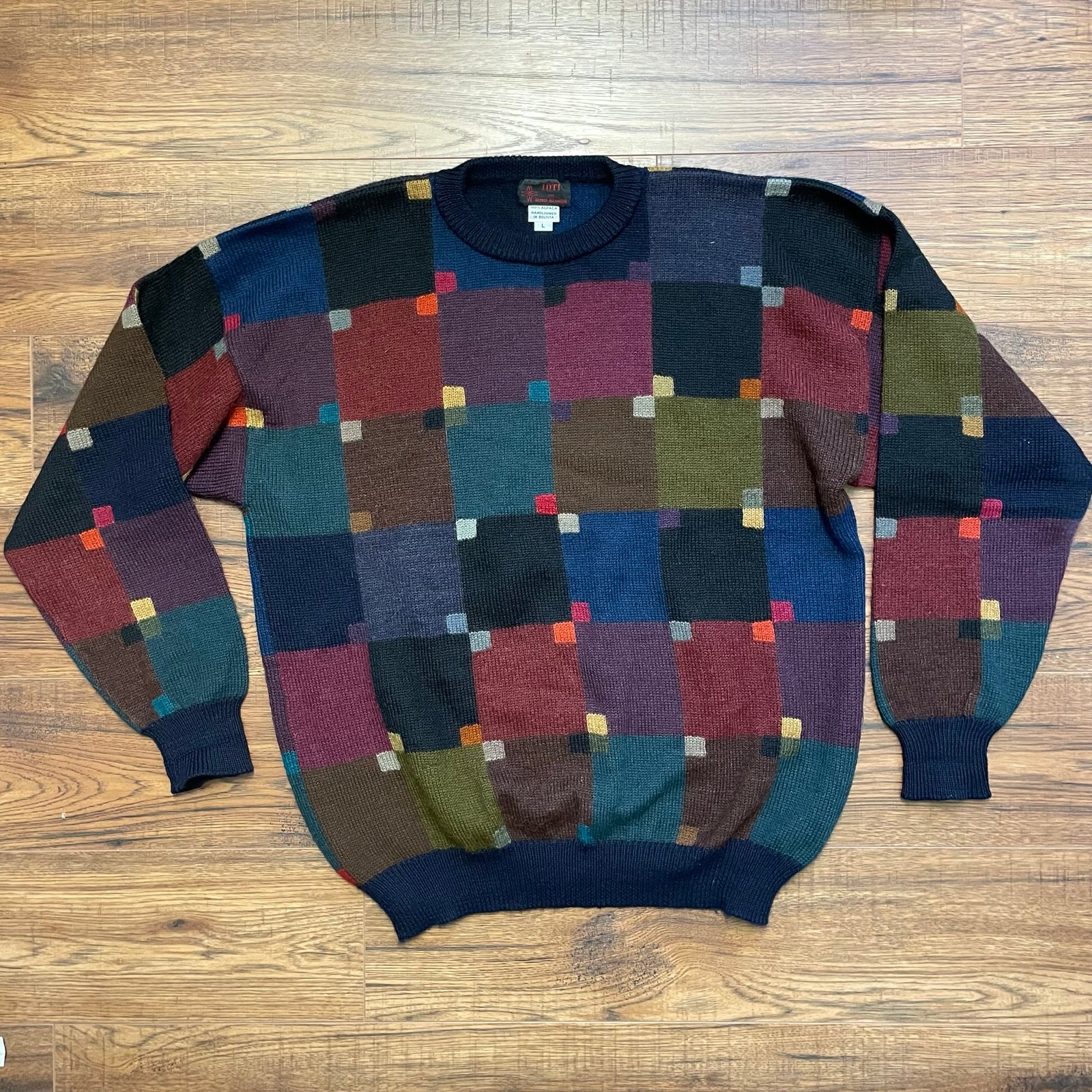 INTI George Alexander 100% Alpaca Handloomed Vintage Abstract Sweater Large