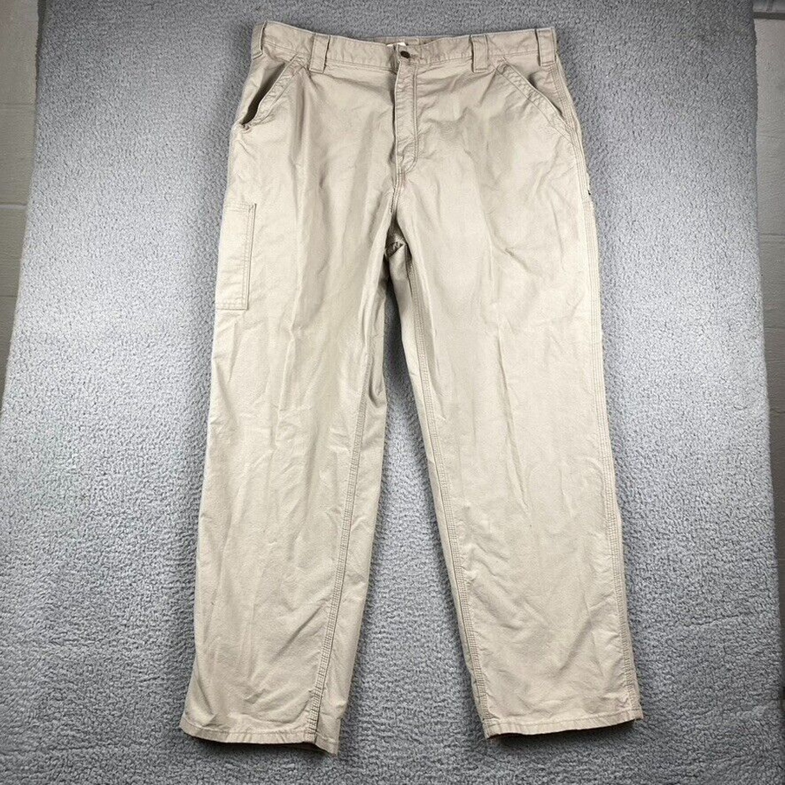Carhartt Utility Workwear Pants Men's 42x32 Tan Chore Outdoors B151