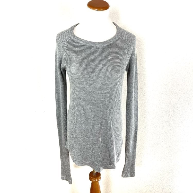 Lululemon Sit in Lotus Gray Sweater Merino Wool Knit Stretch Women's Sz 4