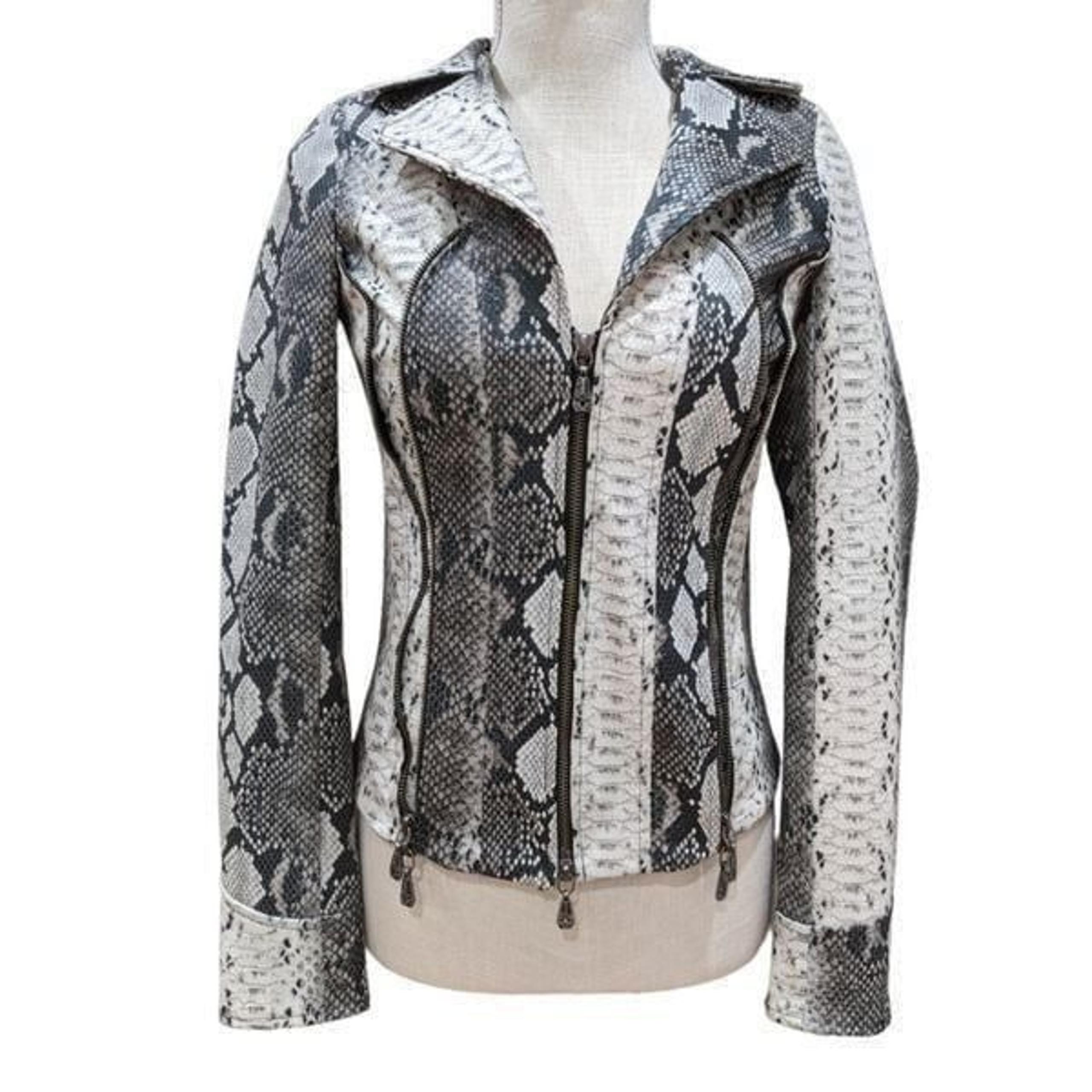 NWOT Affliction Women's Faux Snake Print Full Zip Moto Jacket Size XS
