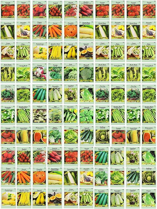 100 Assorted Heirloom Vegetable Seeds 100% NonGMO 100, Deluxe Assorted Vegetable