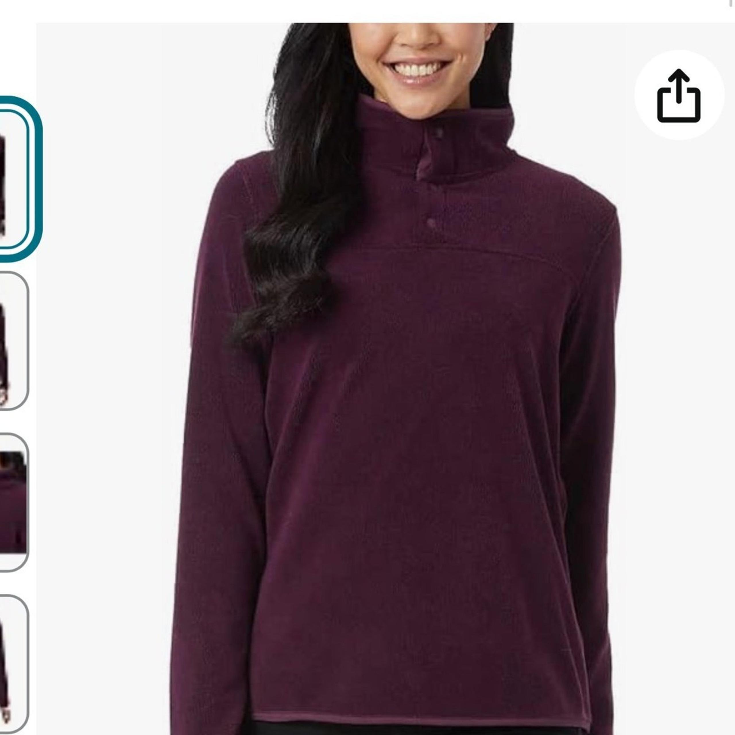 32 Degrees Snap Button Fleece Pullover Jacket Polyester Blend Purple Women's Xxl